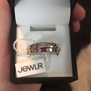 Sterling silver ring with ruby and citrine.